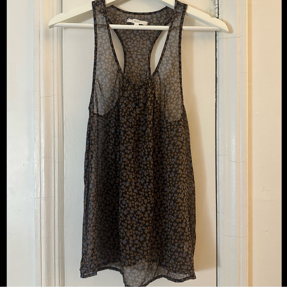 Eliot Sheer patterned dressy silk tank top, size XS